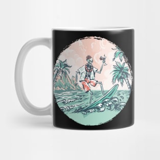 Aloha Skeleton Surfing - Surfboard Wave Vintage Graphic Mug